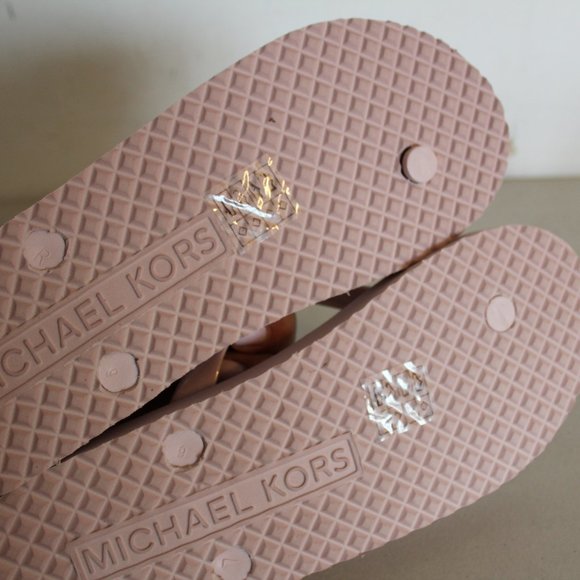 MICHAEL KORS LOGO STRIPES FLIP FLOPS SANDALS 9 - Picture 5 of 5